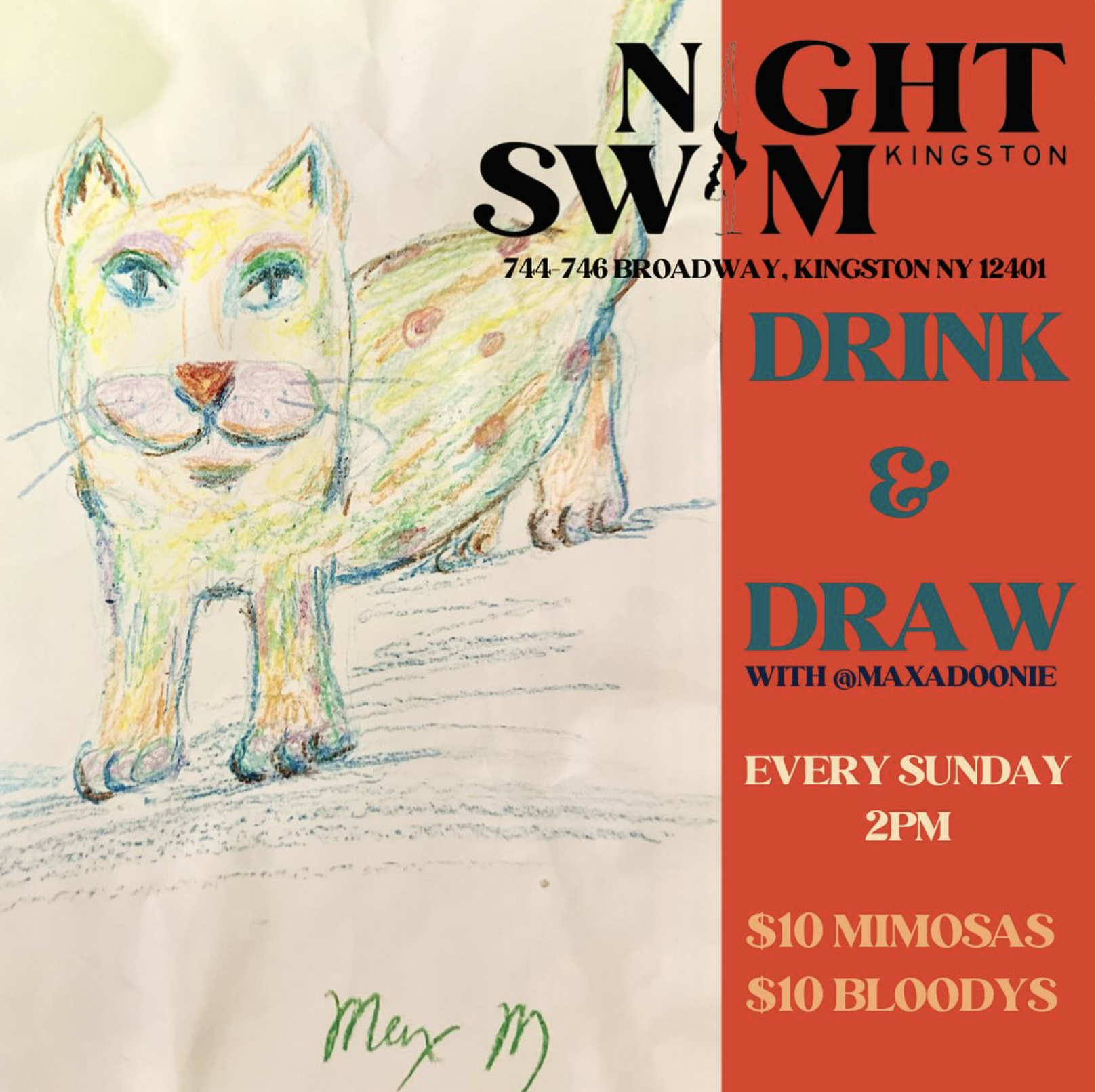 Drink and Draw with Maxaroonie at the Night Swim