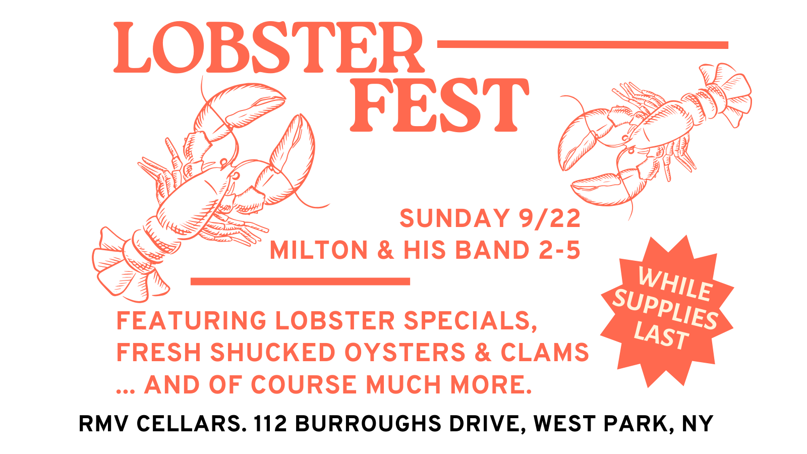 LOBSTER FEST with live tunes by Milton & his band!