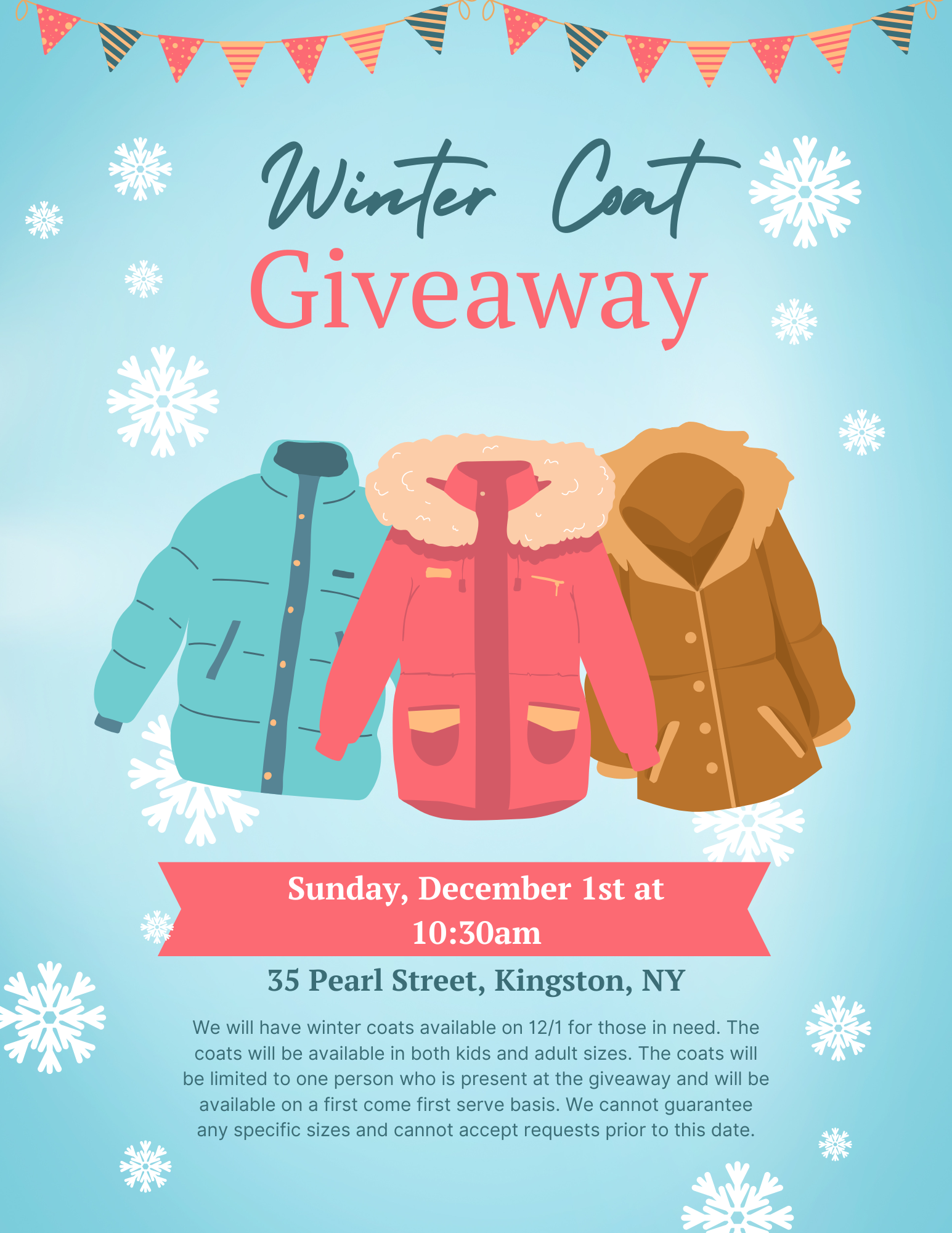 Happy to Help Food Pantry Winter Coat Giveaway