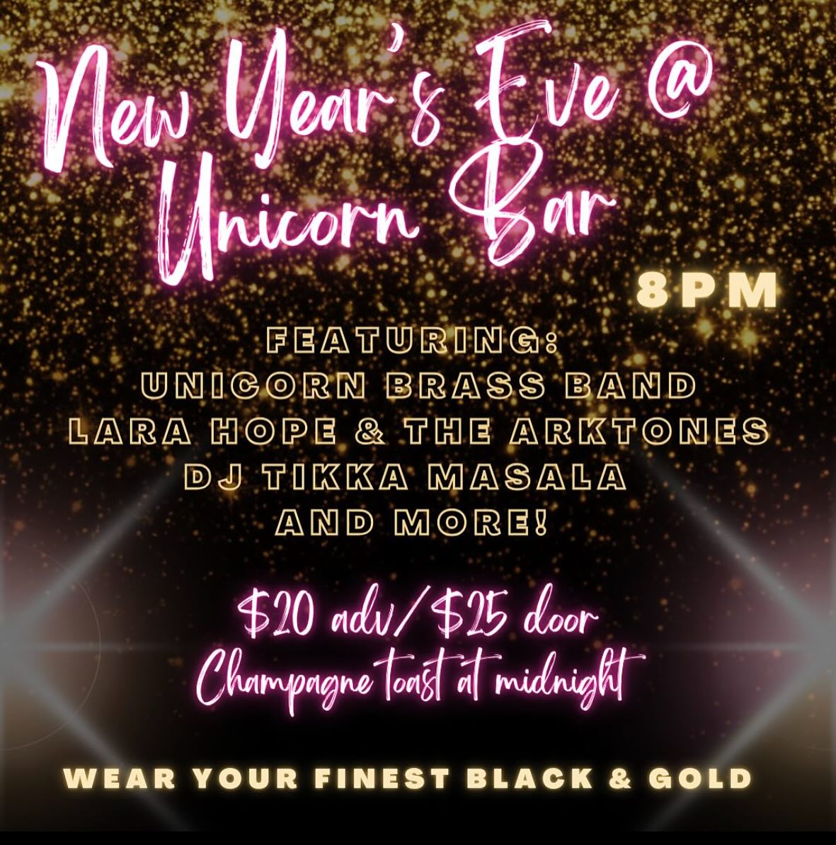 NYE at Unicorn Bar with Lara Hope & The Ark-Tones, Unicorn Brass Band, DJ Tikka Masala and more!