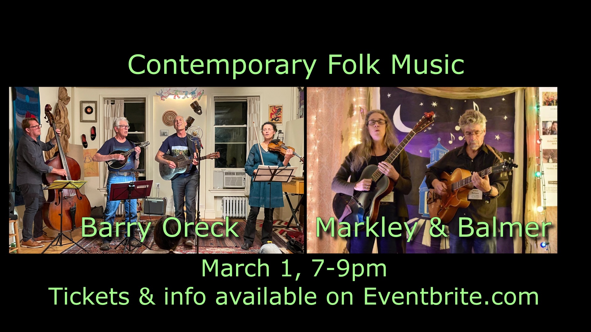 Contemporary Folk Music at The Lace Mill featuring Barry Oreck & Markley & Balmer