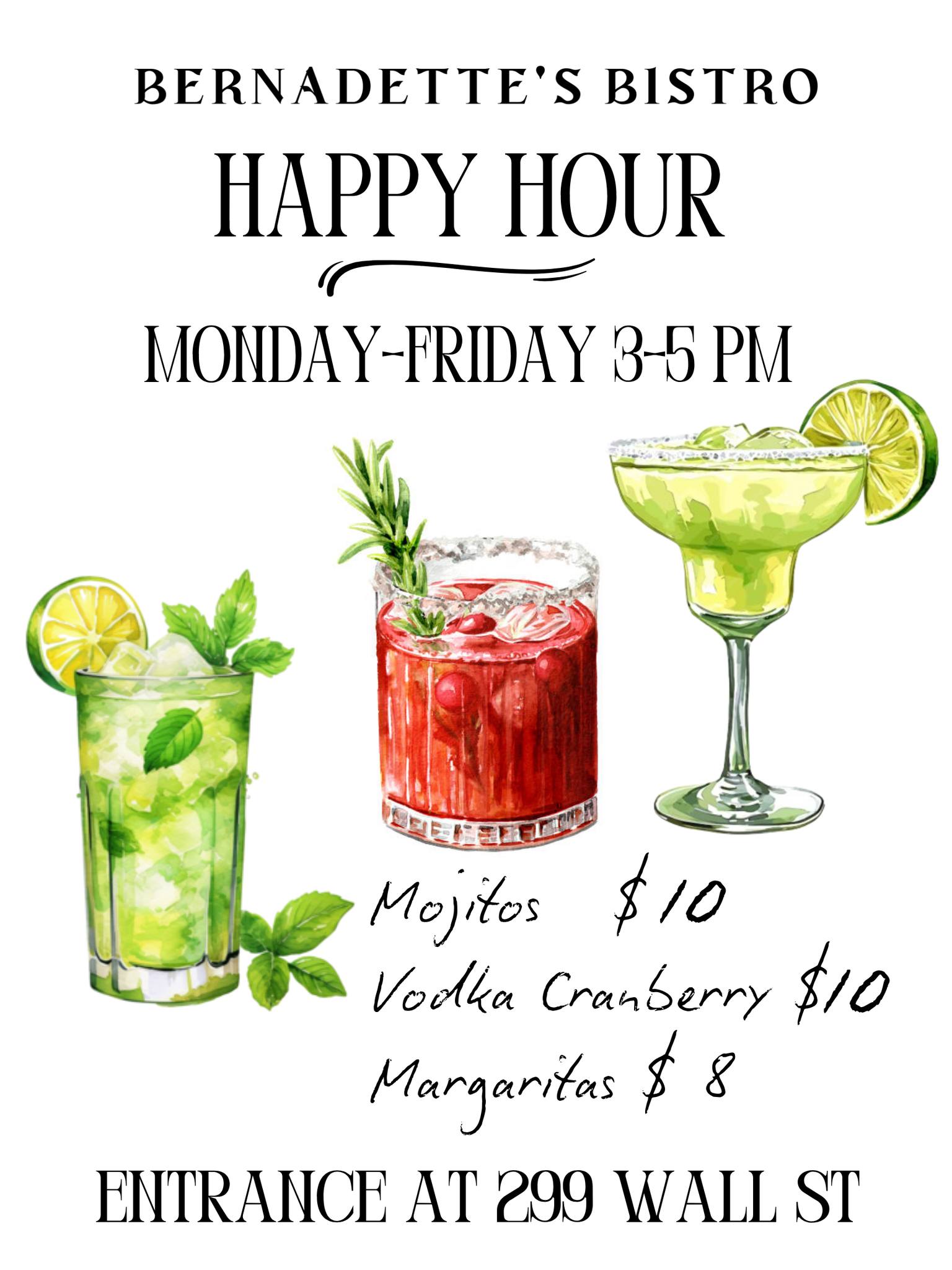 Happy Hour at Bernadette’s Bistro