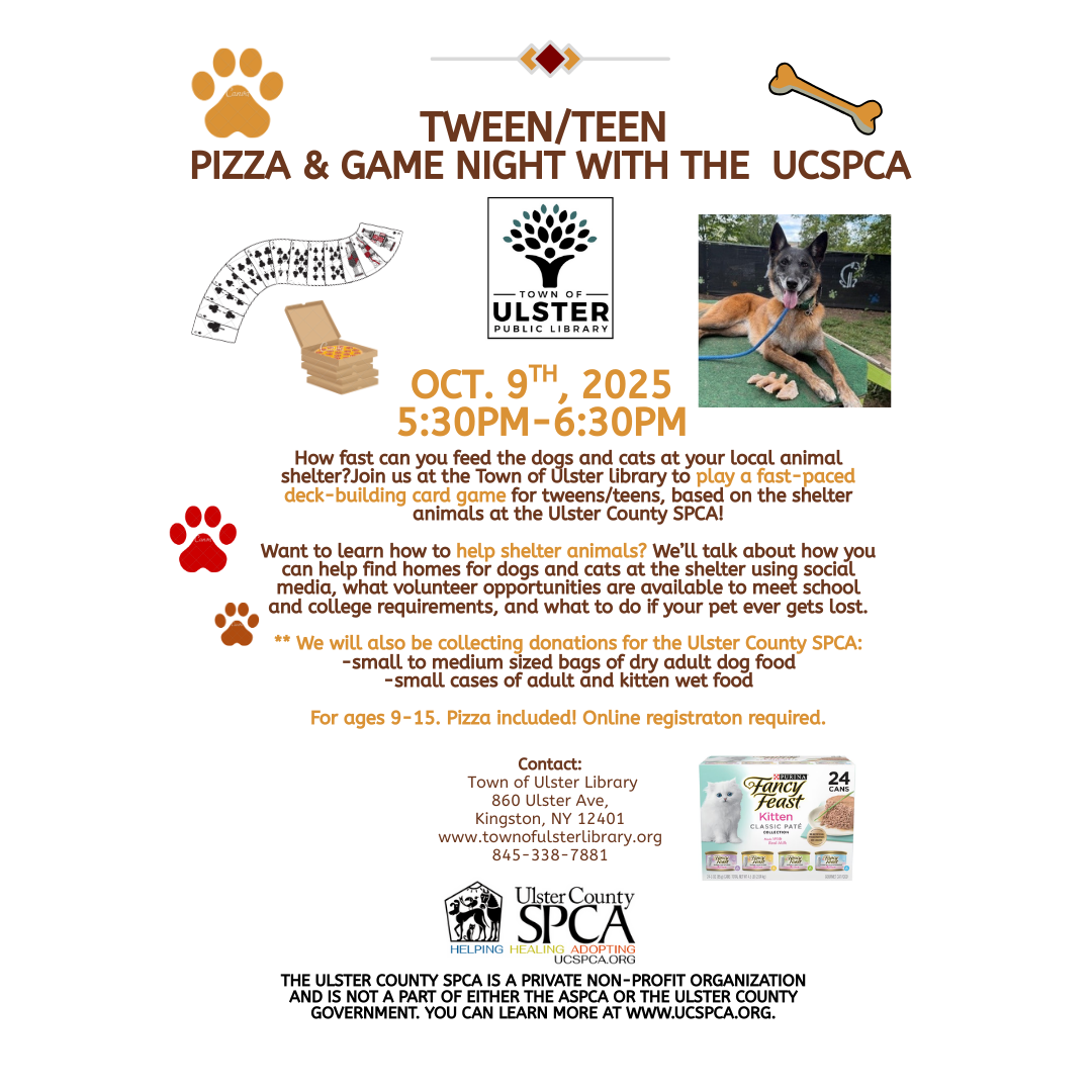 Tween/Teen Pizza & Game Night with Ulster County SPCA