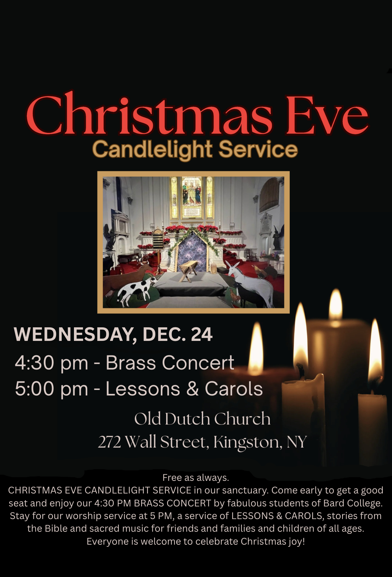 Candlelight Christmas Eve at Old Dutch Church