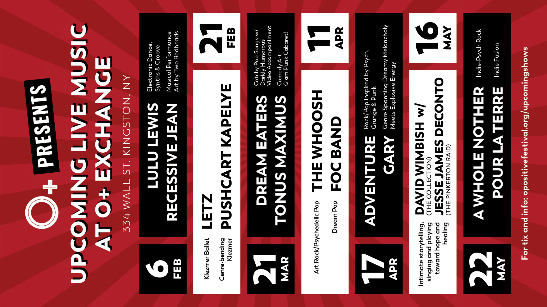 O+ Presents Upcoming Live Music at O+ Exchange