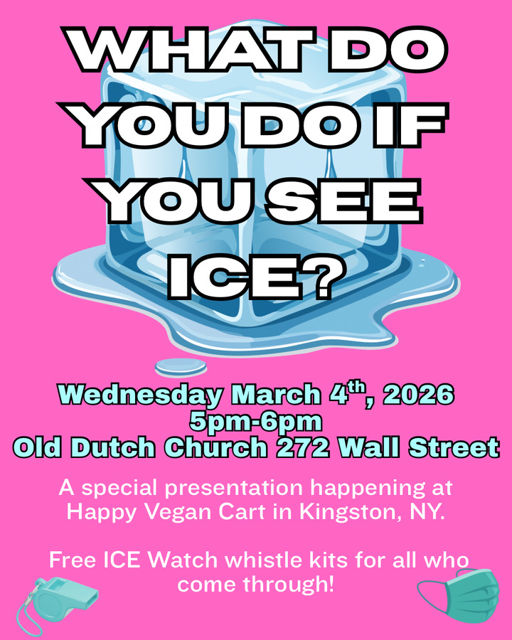 FREE Whistles, Vegan Dinner, What to do when ICE Comes