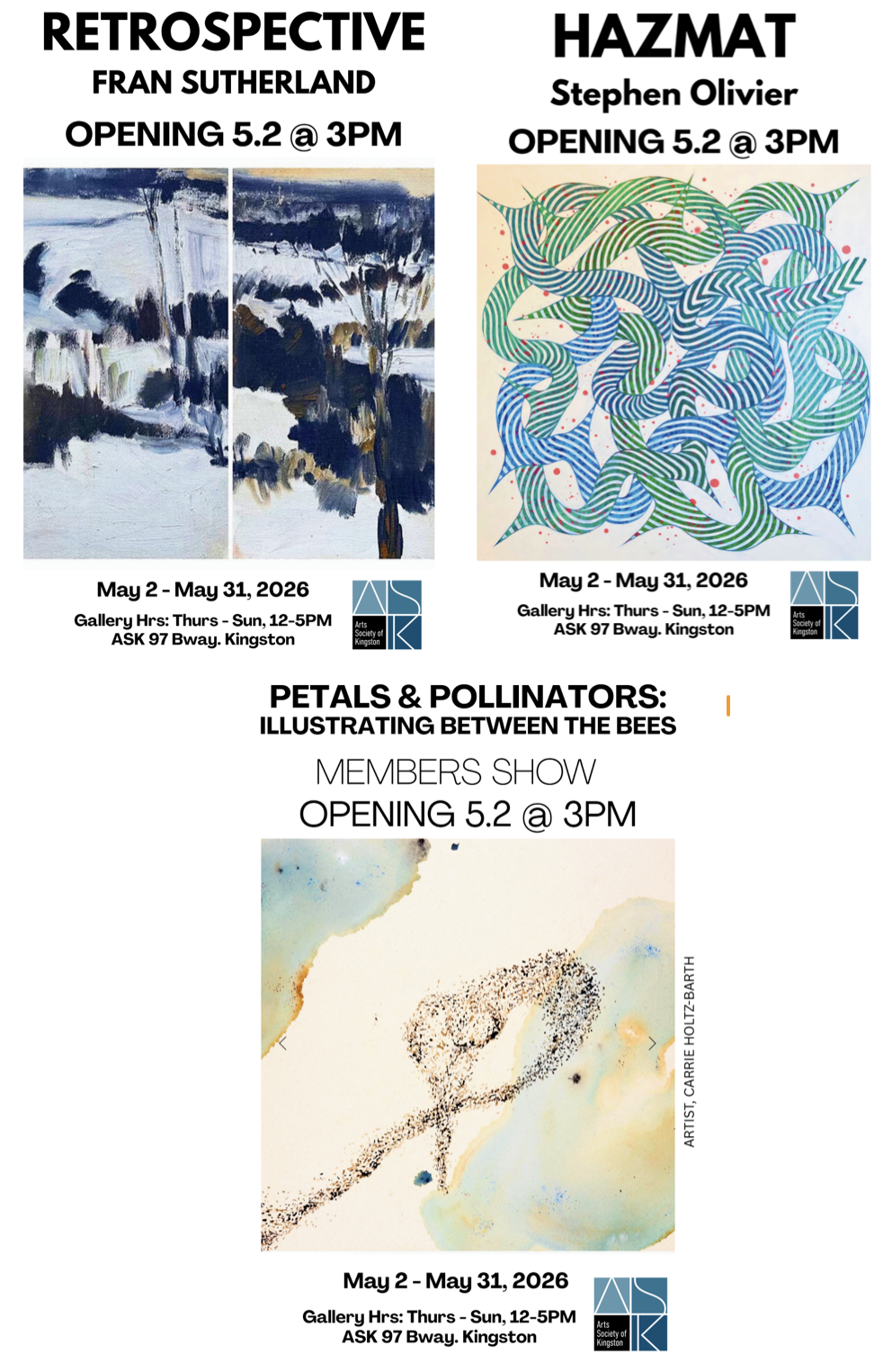 Arts Society of Kingston Announces May Exhibitions