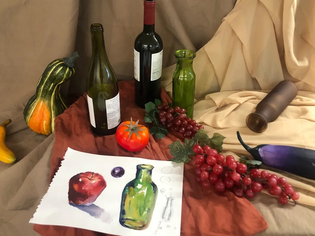 Acrylic and Watercolor Still-Life Painting