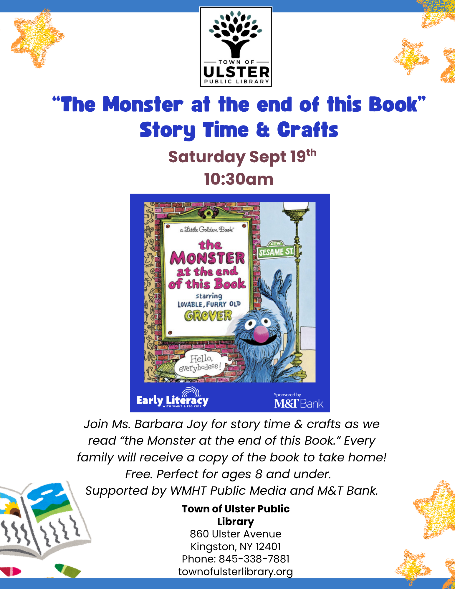 "The Monster at the end of this Book"" Story Time and Crafts